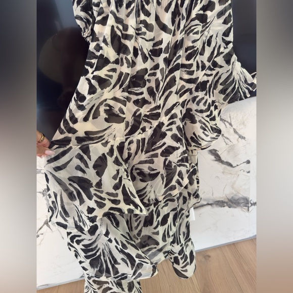 Alexis Black and White Draped Asymmetrical Sundress - Picture 1 of 9